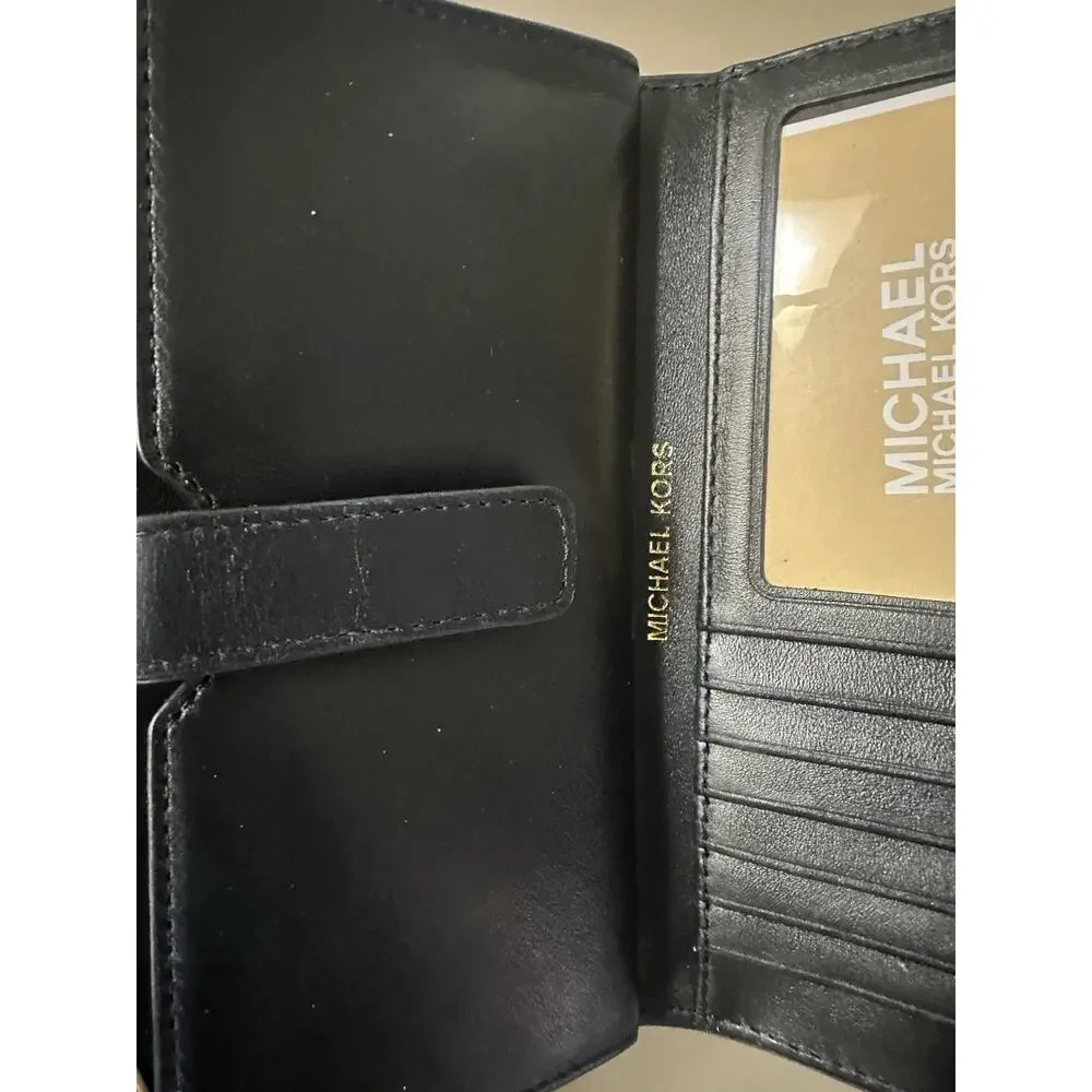 Michael Kors Jet Set East West Phone Wristlet Brown Signature Gold Plate NWT